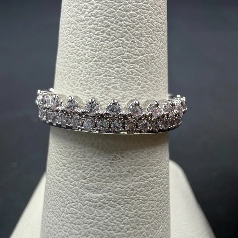 Bomb Party The Catherine Ring Sz 6 Diamond CZ RBP4614 Rhodium Plated